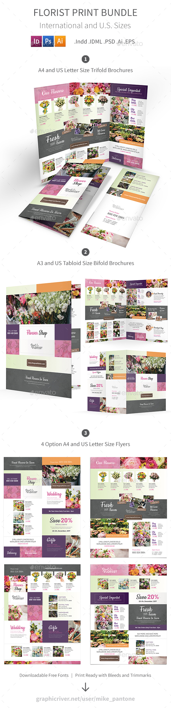 GraphicRiver Florist Print Bundle 3 21086710