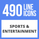 490 Sports & Entertainment Filled Line Icons