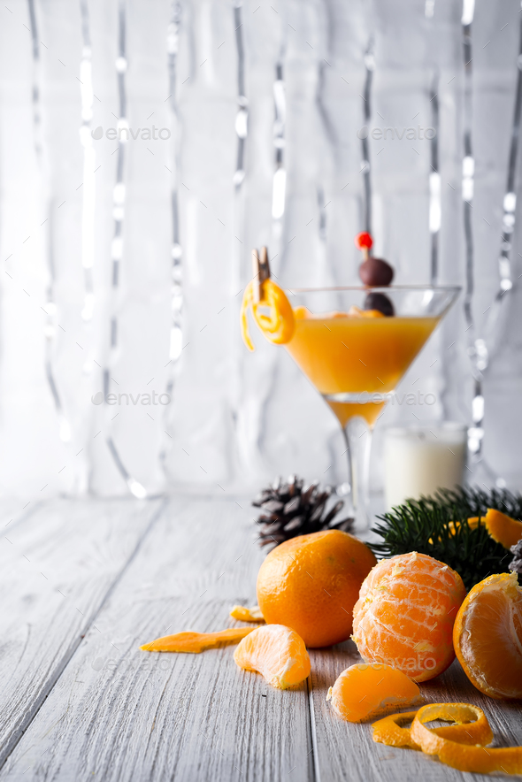 Tangerine and fir branches - Stock Photo - Images