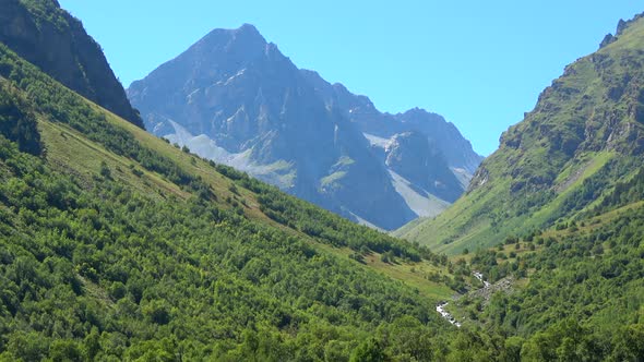 Mountains scenes in national park of Dombay, Caucasus