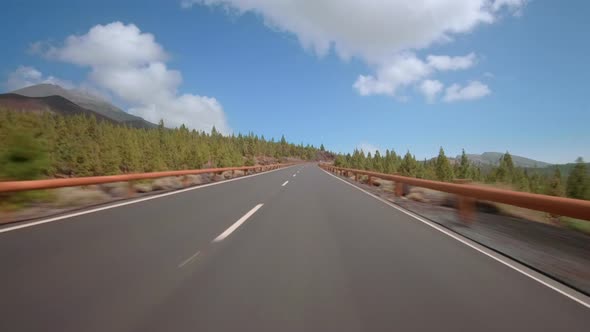 Driving a car with attached action cam in Teide National Park Tenerife alt