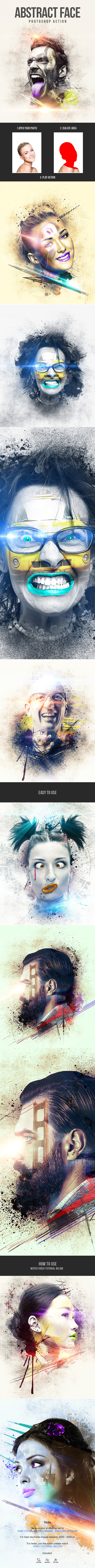 Abstract Face - Photoshop Action - Photo Effects Actions