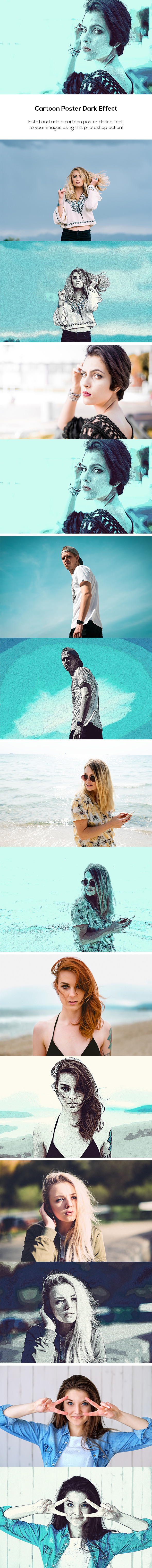 Cartoon Poster Dark Effect - Photo Effects Actions