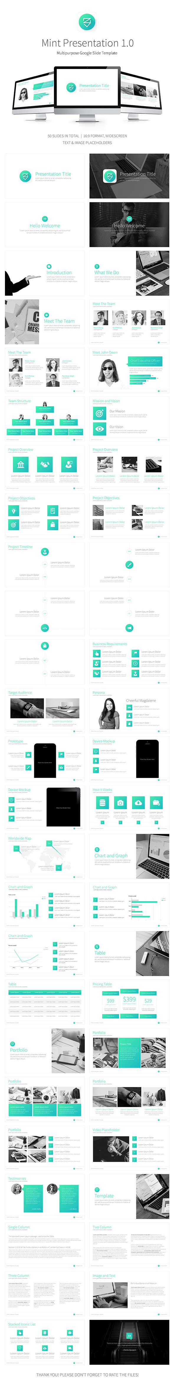 Mint Google Multipurpose Presentation Template - Google Slides Presentation Templates