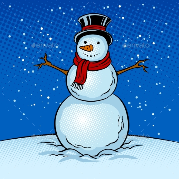 Snowman Pop Art Vector Illustration