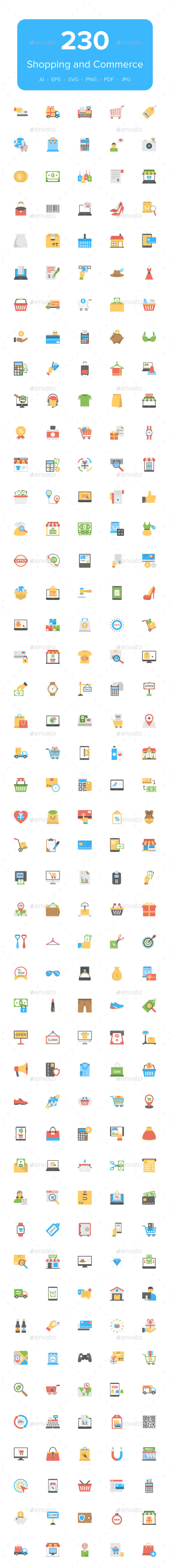 230 Flat Shopping and Commerce Icons - Icons