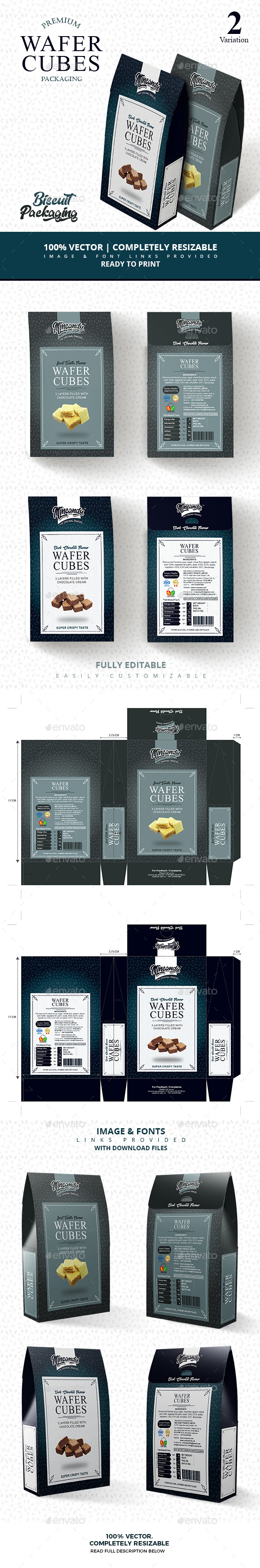 Premium wafer cubes packaging - Packaging Print Templates