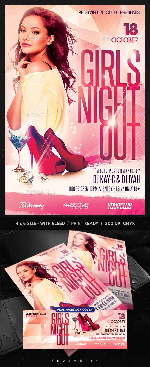 Girls Night Out Flyer plus FB Cover - Clubs & Parties Events