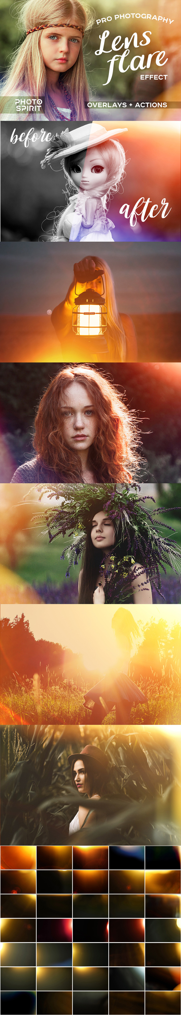 Pro Photography Lens Flare Overlays - Photo Effects Actions