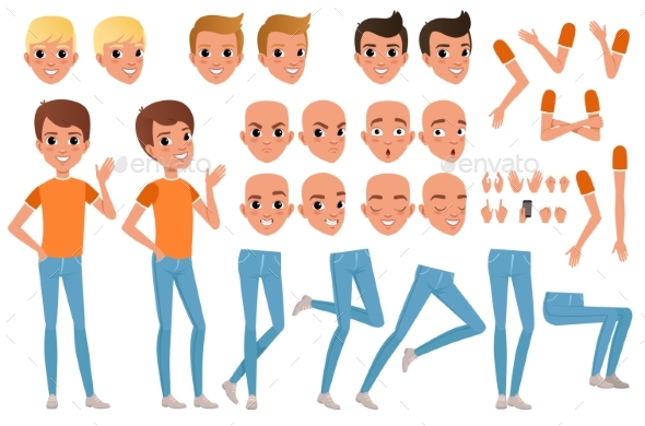 GraphicRiver Teenager Boy Character Constructor Set 21088915