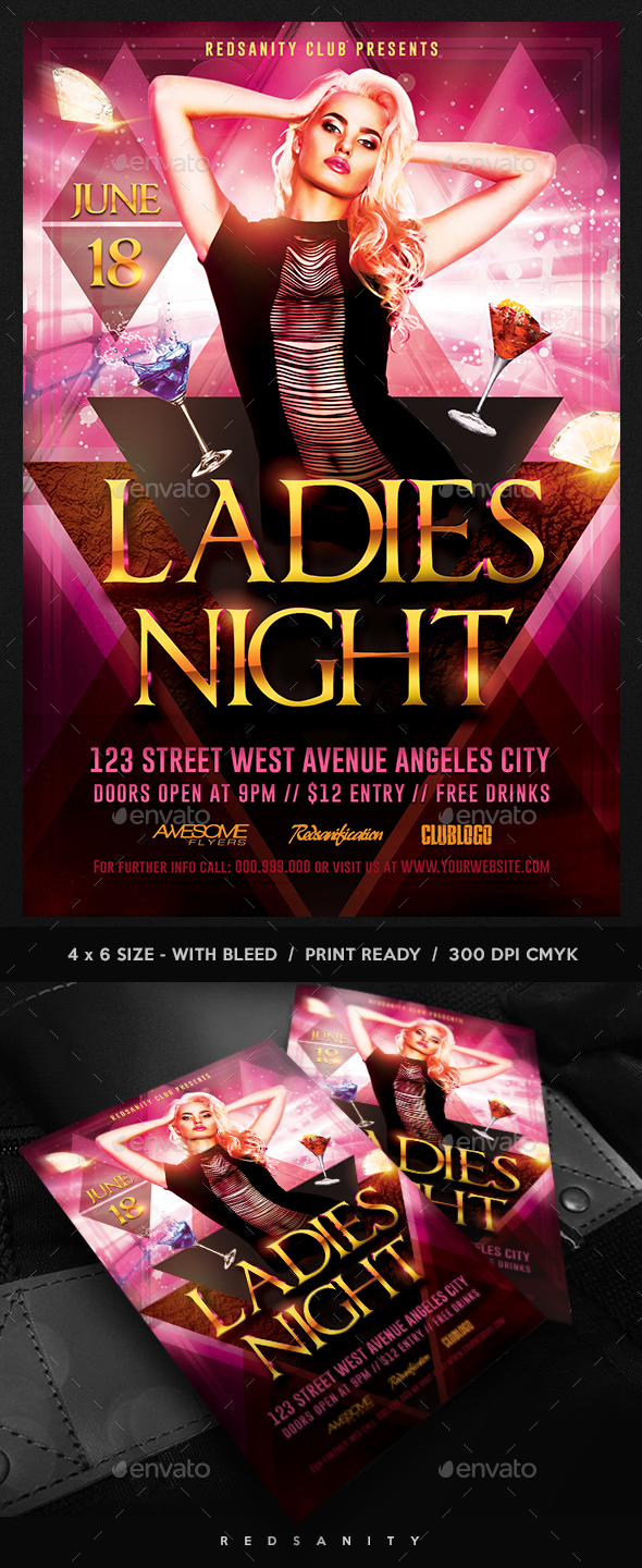Ladies Night Flyer Template Plus FB Cover - Clubs & Parties Events