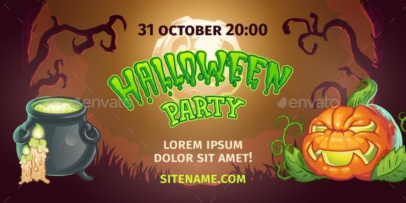Happy Halloween Vector Banner - Halloween Seasons/Holidays