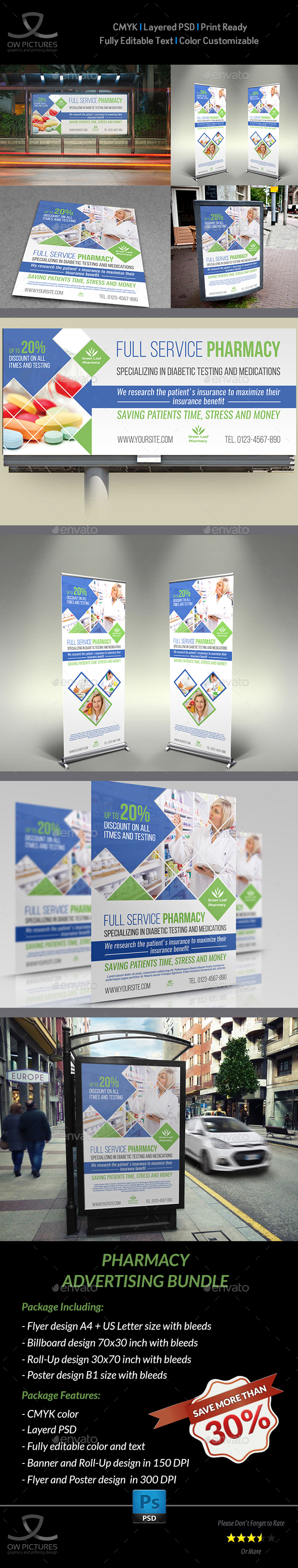 Pharmacy Advertising Bundle Vol.2 - Signage Print Templates