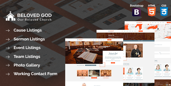 Excellent Beloved God Church and Events Html Template