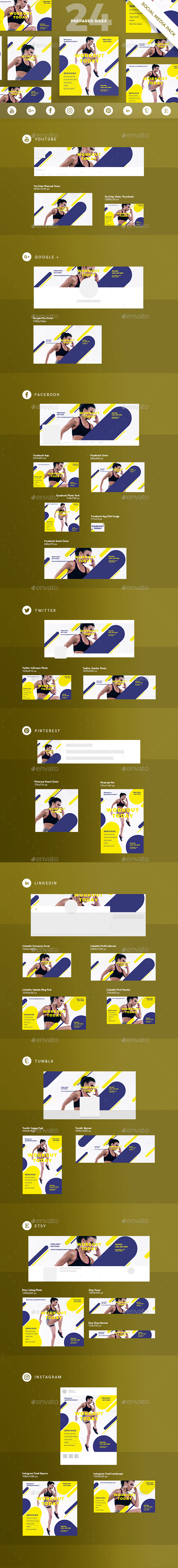 Workout Social Media Pack - Miscellaneous Social Media