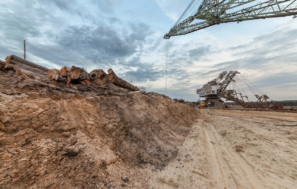Equipment for the extraction of sand from the quarry - Stock Photo - Images