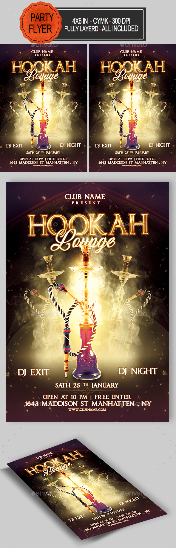 Hookah Flyer - Clubs & Parties Events