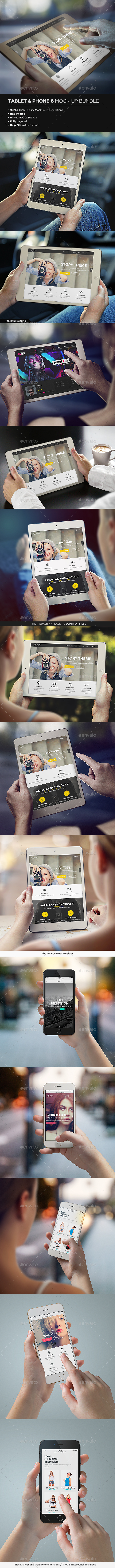Tablet & Phone 6 Mock-up Bundle - Mobile Displays