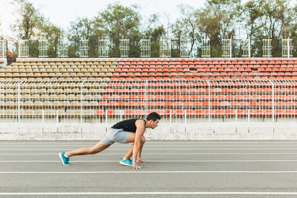 Sportsman at the start. - Stock Photo - Images