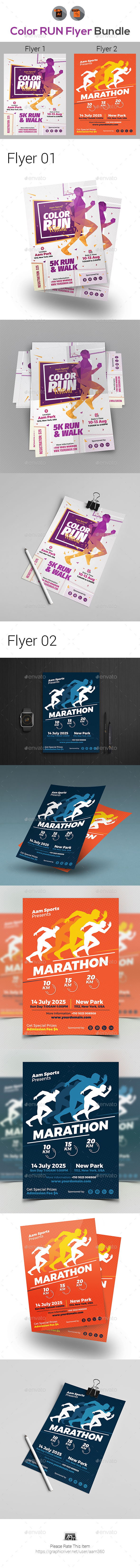 Color Run Event Flyers Bundle - Sports Events