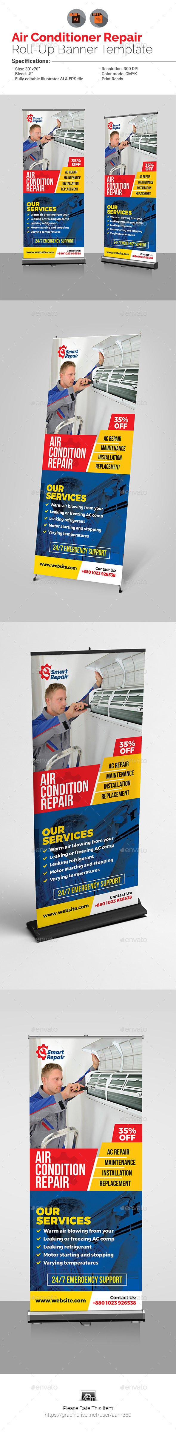 GraphicRiver Air Conditioner Repair Service Roll-Up Banner 21090944 GraphicRiver Air Conditioner Repair Service Roll-Up Banner 21090944