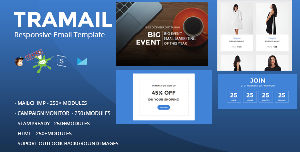ThemeForest TRAMAIL Responsive Email Template 250& Modules & Stampready Builder 21091143 ThemeForest TRAMAIL Responsive Email Template 250& Modules & Stampready Builder 21091143