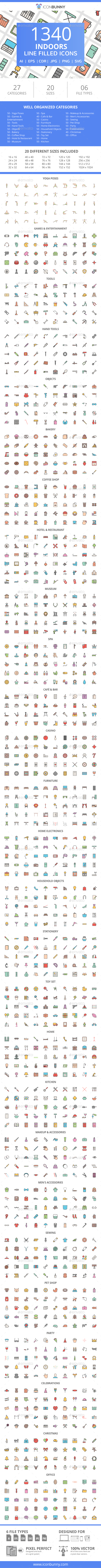 1340 Indoors Filled Line Icons - Icons