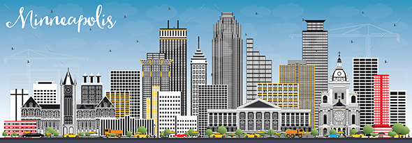 GraphicRiver Minneapolis Minnesota USA Skyline with Color Buildings and Blue Sky 21091403 GraphicRiver Minneapolis Minnesota USA Skyline with Color Buildings and Blue Sky 21091403