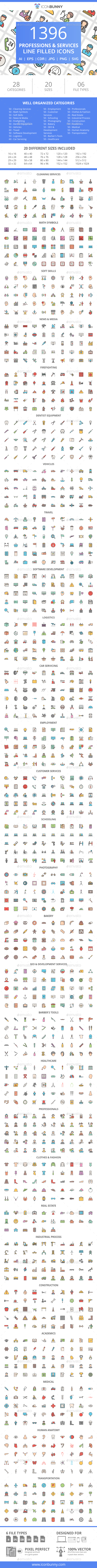 GraphicRiver 1396 Professions & Services Filled Line Icons 21091418 GraphicRiver 1396 Professions & Services Filled Line Icons 21091418