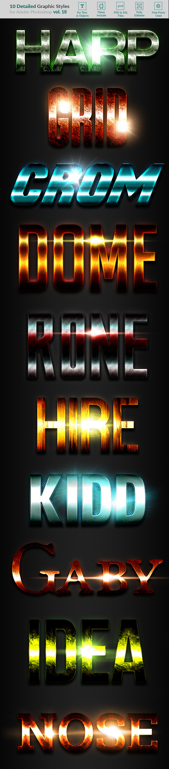 10 Text Effects Vol. 18 - Styles Photoshop