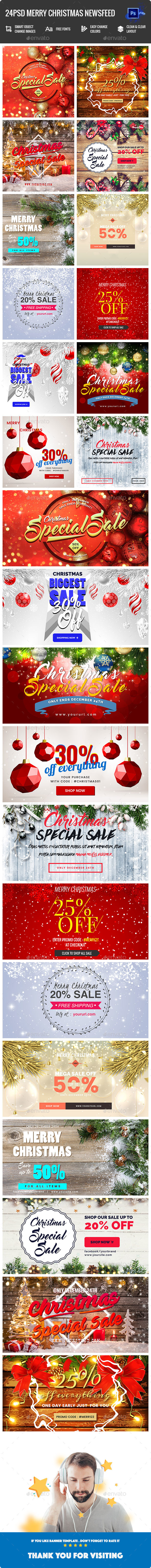 Merry Christmas NewsFeed - 24PSD - Banners & Ads Web Elements
