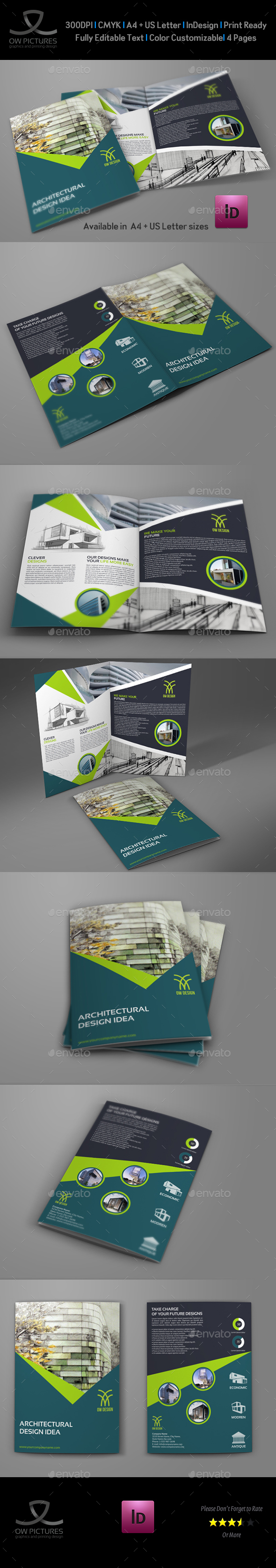 Architectural Design Bi-Fold Brochure Template - Brochures Print Templates