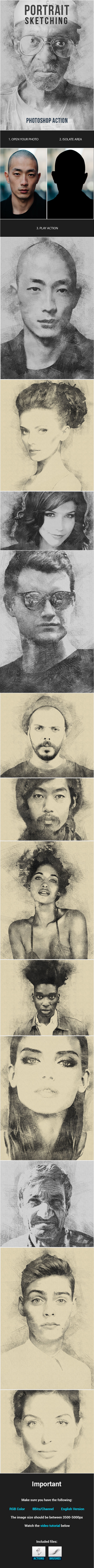 Portrait Sketching Design - Photo Effects Actions