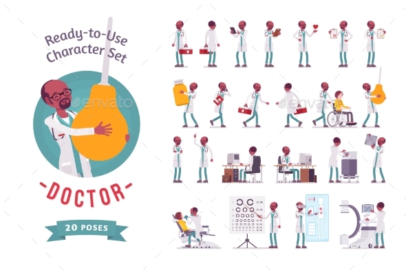 Male Doctor Ready-to-use Character Set - Health/Medicine Conceptual