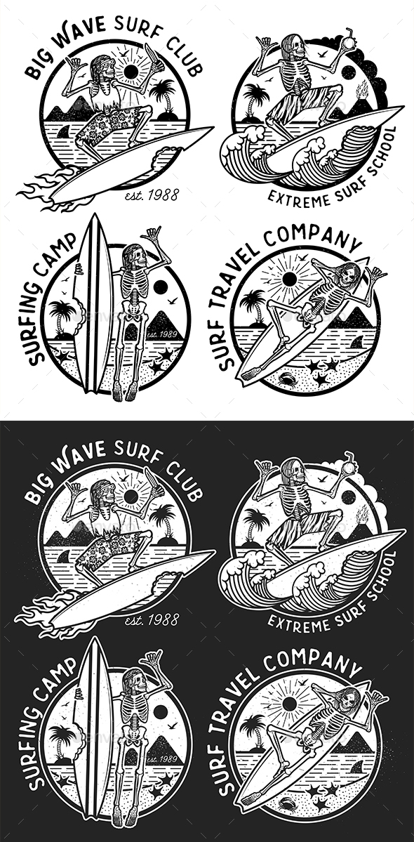 Skeleton Surfer Logo Templates - Sports/Activity Conceptual