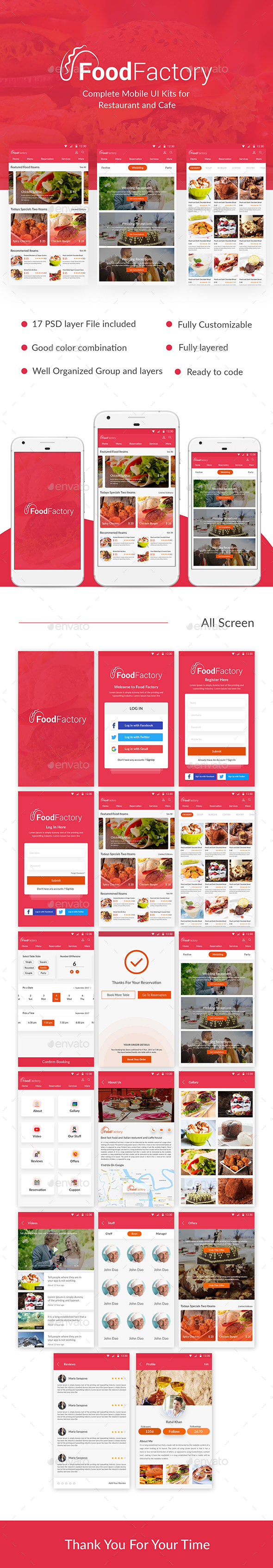 Food Factory - Complete Mobile UI Kits for Restaurant and Cafe - User Interfaces Web Elements