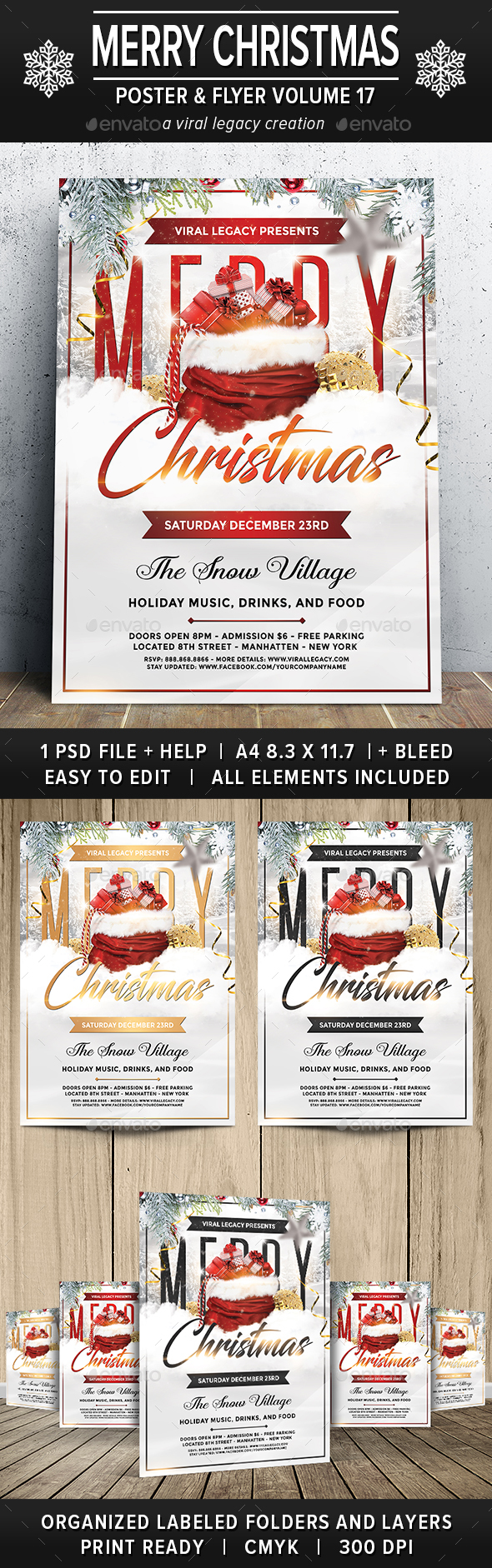 Merry Christmas Poster / Flyer V17 - Flyers Print Templates