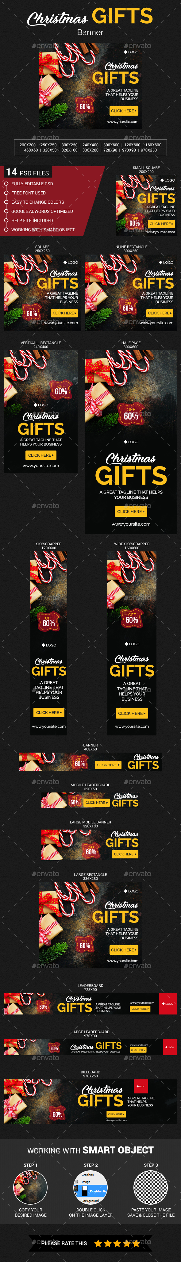 Christmas Gifts Banner - Banners & Ads Web Elements
