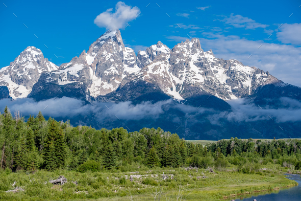 Mountains in Grand Teton National Park - Stock Photo - Images