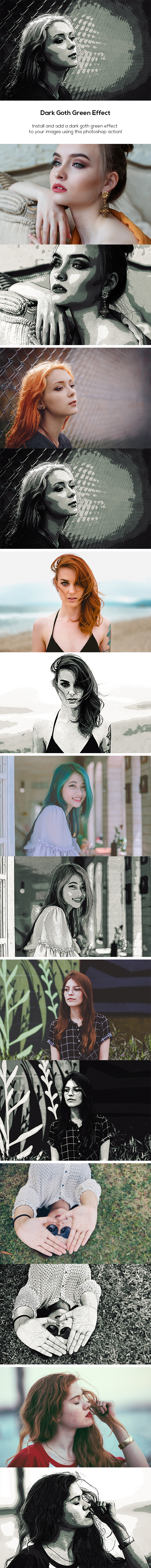 Dark Goth Green Effect - Photo Effects Actions