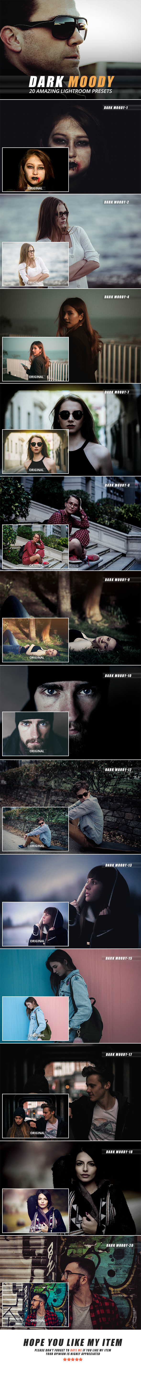 20 Dark Moody Lightroom Presets - Lightroom Presets Add-ons
