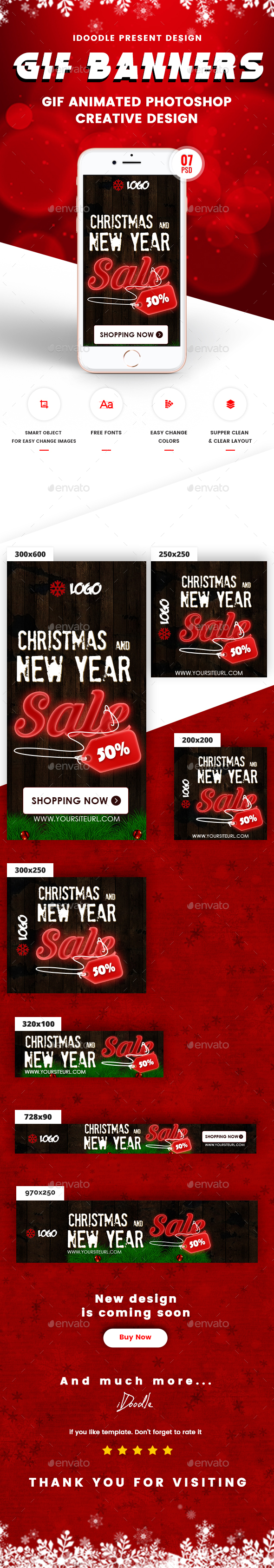Animated GIF Christmas Banners Ad - Banners & Ads Web Elements