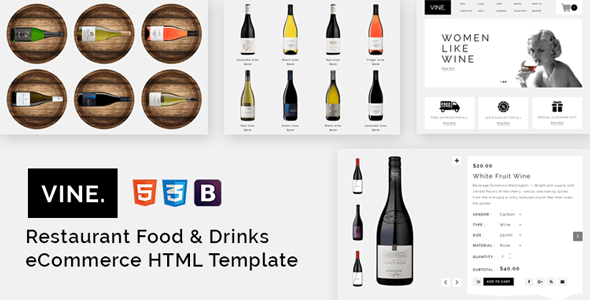 Extraordinary Vine – Restaurant Food & Drinks eCommerce HTML Template