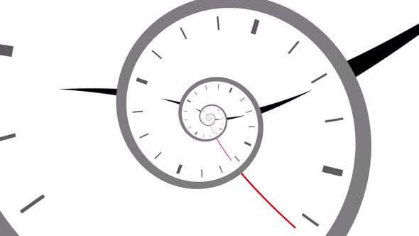 Infinity time spirals clock animation. Infinity life concept. droste effect alt