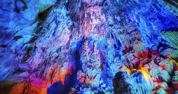 The Reed Flute Cave, natural abstract background.
