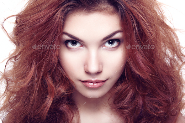 Fashion portrait of elegant woman with magnificent hair - Stock Photo - Images