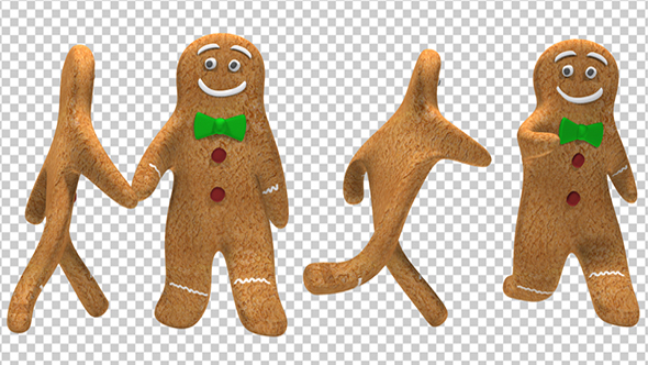 Gingerbread Man Walk And Run Animations (4-Pack)
