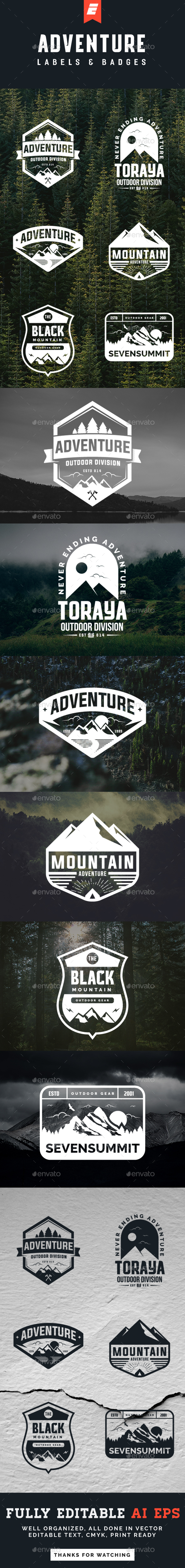 Adventure Logo and Badges - Badges & Stickers Web Elements