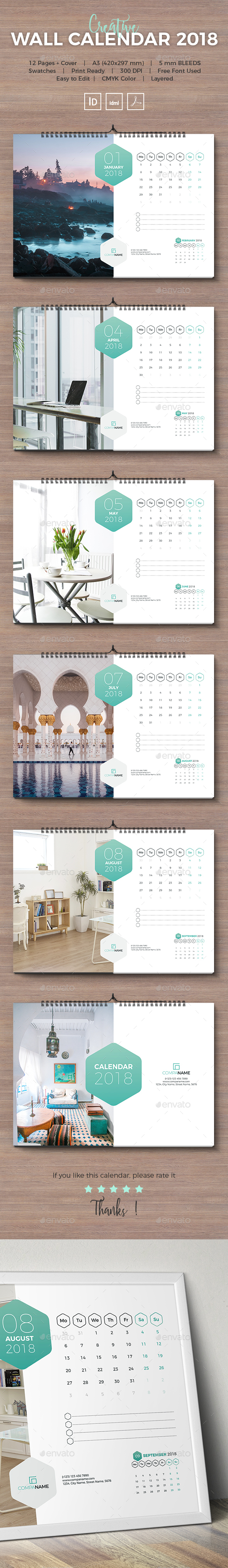 2018 Wall Calendar Landscape - Calendars Stationery
