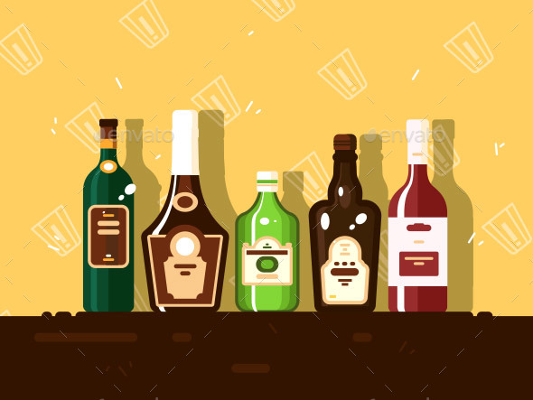 Alcohol Bottle Set - Man-made Objects Objects